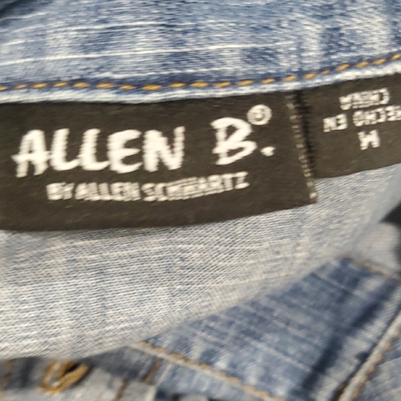 Allen B. By Allen Schwartz Blue Denim Button Down Upcycled Shirt Size M - Picture 15 of 16